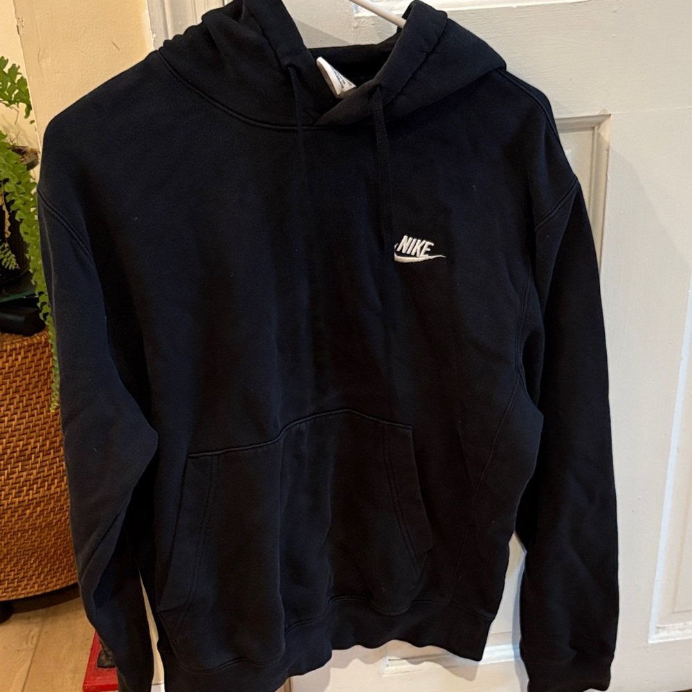 Nike Men's Black Hoodie with White Logo